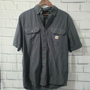 Carhartt Mens Loose Fit Short Sleeve Button Down Shirt Charcoal Gray Small